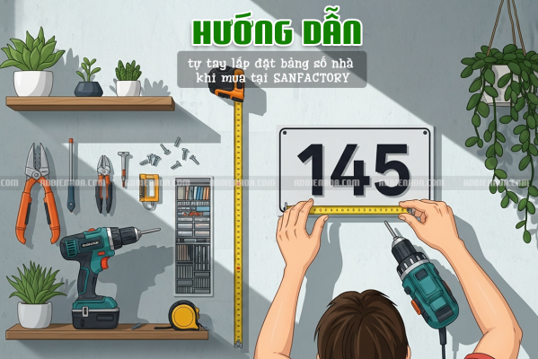 Lắp đặt bảng số nhà SANFACTORY tại nhà