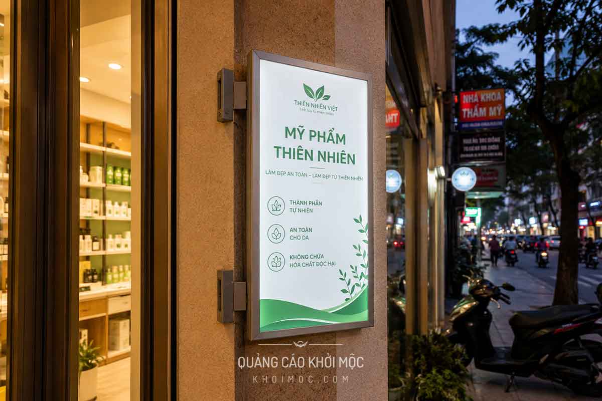 Hộp đèn siêu mỏng nắp bật lắp đặt tại cửa hàng Biên Hòa